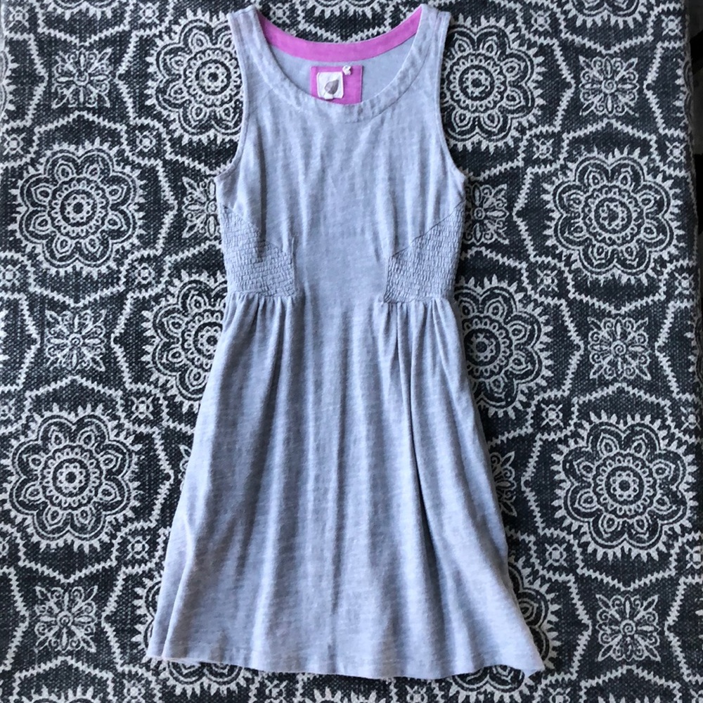 Anthropologie Lilka gray smocked dress